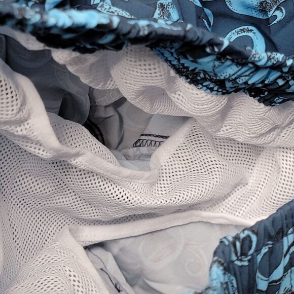 TWO LEFT FEET Swim Trunks Octupi Print‎ Back Pocket Men’s Sz 2XL Blue 34-38 - Picture 4 of 11